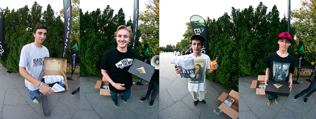 Vítězové Emerica best tricks 2013 zleva David Vrba, Martin, Honza Torba a Filip Hamouz / foto: Vašek Žalud